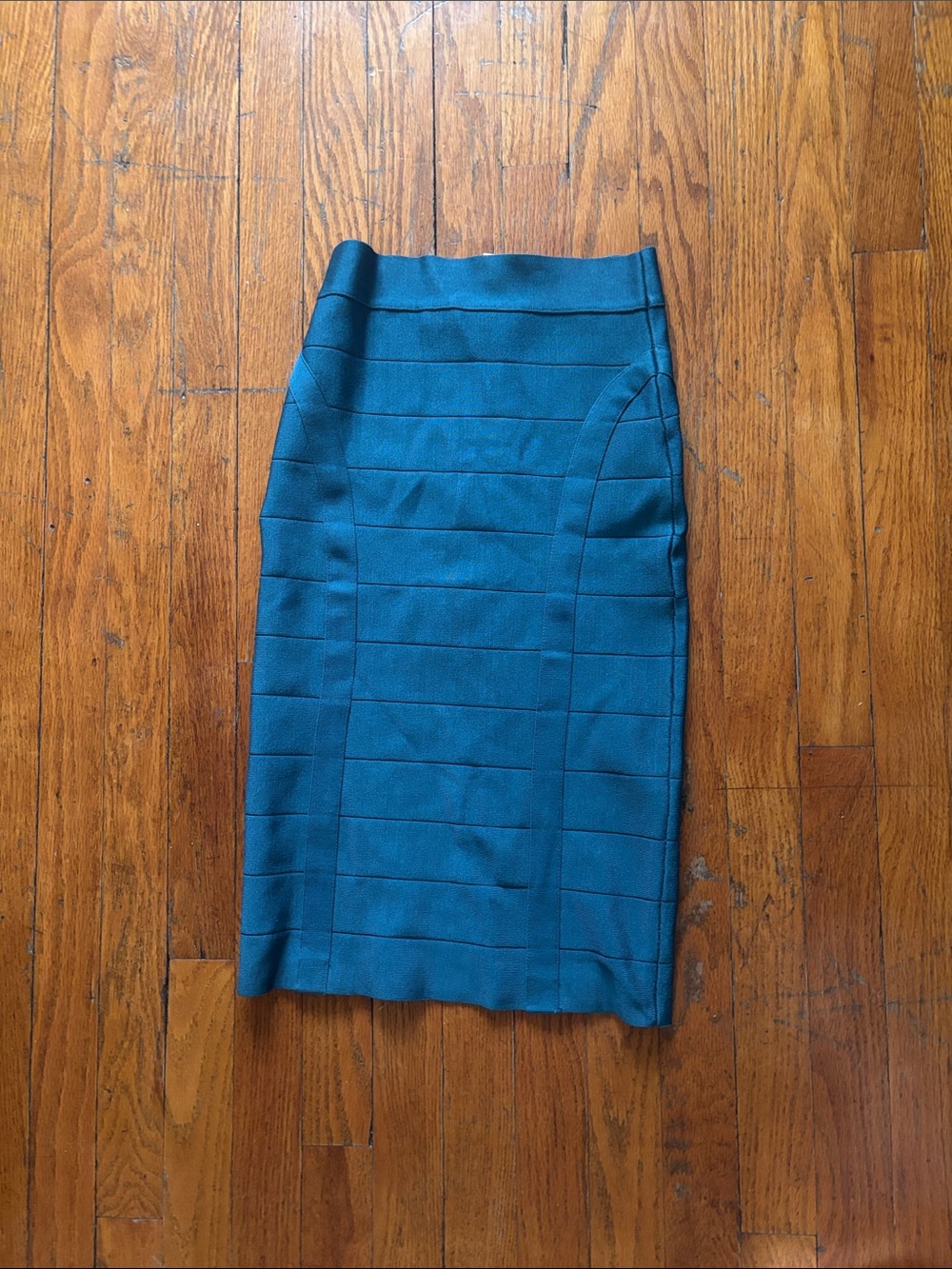 bebe Teal Bandage Pencil Skirt